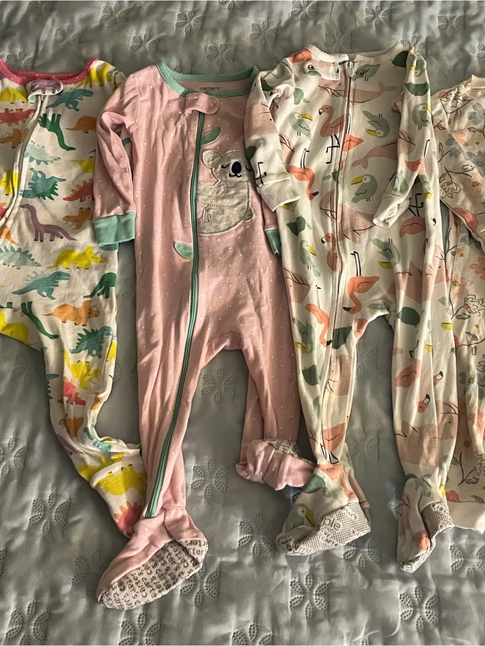 4 piece Carter's Zip Footed sleeper girls size 12M